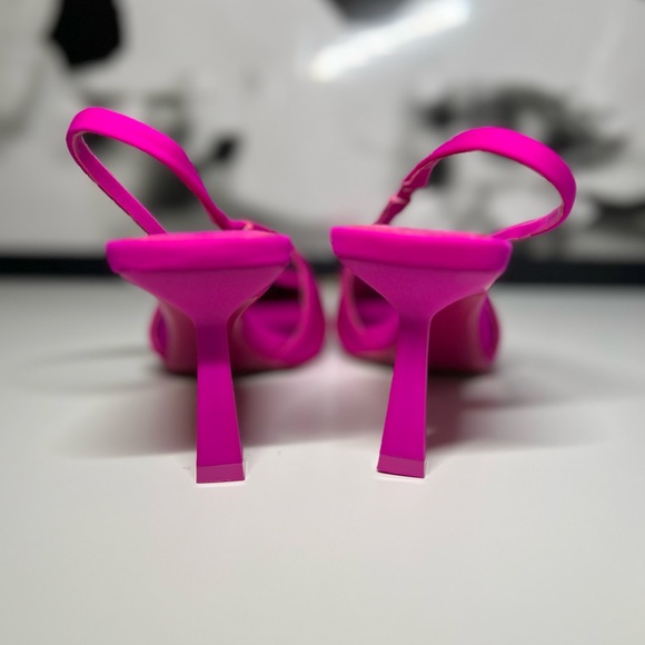 Zara Pointy Toe Slingback Pink Accent Heel Size 36 - Picture 3 of 10